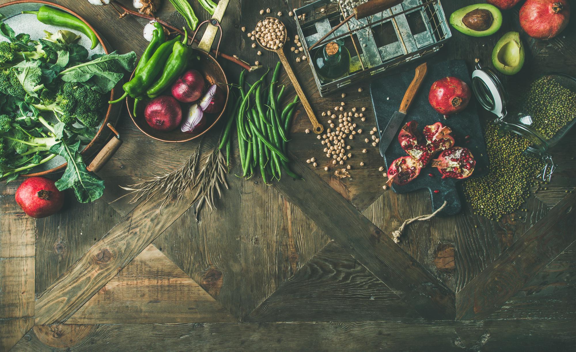 Local ingredients on wooden board